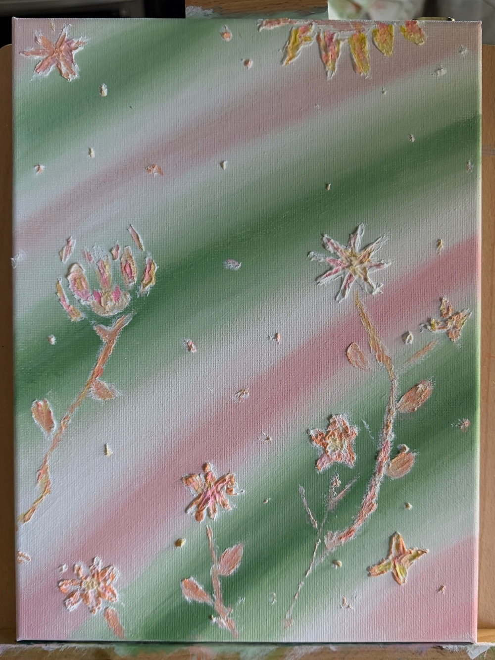 Homemade Floral Acrylic painting Canvas Art textured